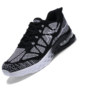 Seanut Men's Casual Sports Shoes Lace-Up Shoes (Black/White)