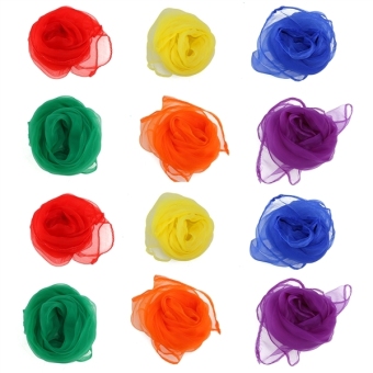 12pcs Hemmed Square Juggling Dance Scarves (Assorted Color) - Intl - intl