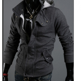 QQ Hooded CARDIGAN SWEATER MENS jacket Grey - intl