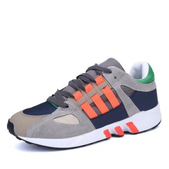 Men and Women's Couple Platform Increase Running Sneakers Fashion Lace Up Color Blocking Mesh Breathable Adidas Sports Shoes(Grey) - intl