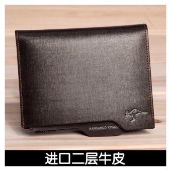 KANGAROO KINGDOM Male short leather wallet Korean Style young zipper wallet men fashion driver card casual wallet (Gold) - intl