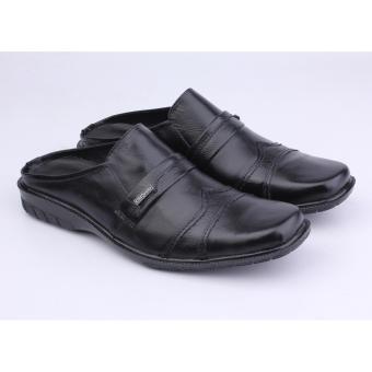 Catenzo Sandal Pantofel Kulit Pria - Sepatu Sandal YA 042 - Hitam