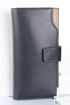 BAELLERRY Unique Trifold Men's Wallet Long Design Hasp Purse Blue