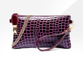 ECOSUSI Tote Bag Crocodile Women Messenger Bags Gorgeous Women Clutch Luxury Ladies Purse PU Leather Handbag Chain Women Bag Wallet (Purple) - intl
