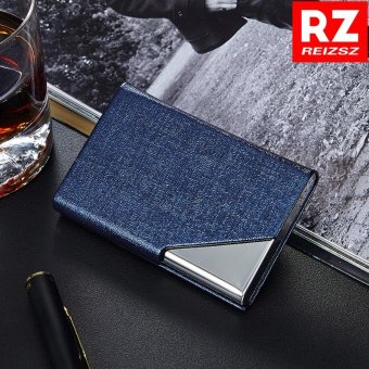 RZ Business Name Card Holder Luxury PU Leather & Stainless Steel Multi Card Case,Business Name Card Holder Wallet Credit card ID Case / Holder For Men & Women(Blue). - intl
