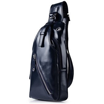 Fashion Men Crossbody Bag Pocket Sling Bags Leisure Korean Male Chest Bag One Shoulder Leather Bag Messenger Bag (Blue) - intl(...)