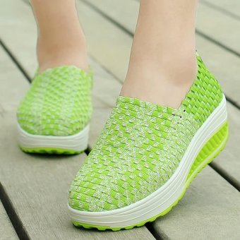 Hand woven shoes Muffin Cradle shoes Women's Shoes,Green - intl