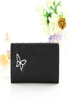 Fashion Women's Soft PU Leather Bowknot Clutch Wallet Long Card Purse (Black) - intl
