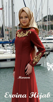 Trend Baju - Maxi Jersey Bordir Uk L - Maroon