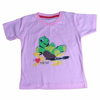 Toylogy Pakaian Anak Perempuan - Baju Kaos Anak Sablon Kura-kura ( I Love Turtle Shirt ) - Pink