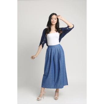 Mobile Power Ladies Chambray Dhoby Maxi Skirt - Blue Denim C8331