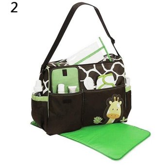 Broadfashion Multifunction Animal Adjustable Strap Baby Diaper Feeding Mummy Shoulder Bag (Green & Black) - intl