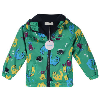 Cyber Arshiner Baby Boys Fleece Animal Print Waterproof Rainproof Hooded Zipper Coat Jacket (Green)