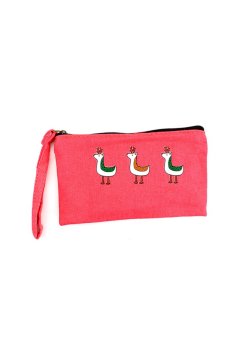 Cocotina gadis populer wanita kasus kartun hewan cetak pada koin dompet kunci dompet tas kosmetik make up Pouch - Merah