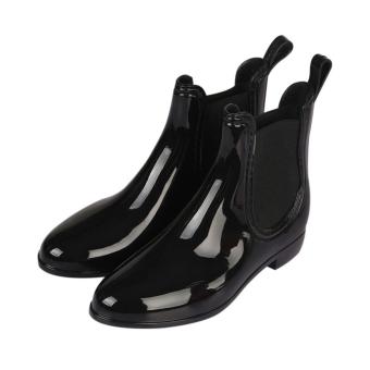 JNTworld Woman Casual Martin Rain Boots Waterproof Shoes Rian Shoes(Black) - intl