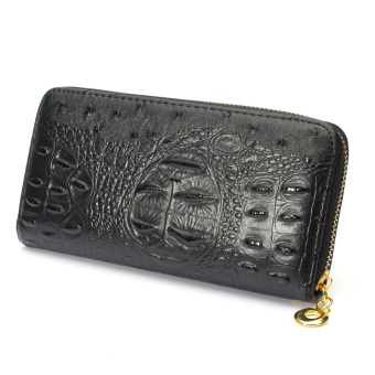 Women Wallets Brand NWomen Wallets Brand New Ostrich Grain Long Design Purses Leather Multi-Card Position Lady Zipper Wallet Phone Bag Fashion Black - intl