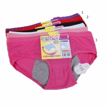 Celana Dalam Wanita Menstruasi, CD Wanita, Thong, Pants anti Tembus 1 set 3pcs ukuran Dewasa (Merah, Ungu, Abu2)