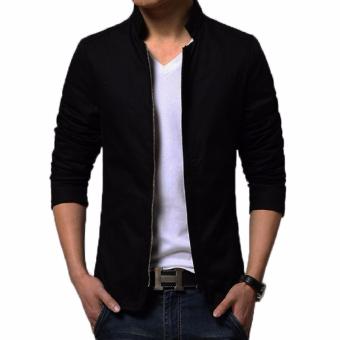 Jaket Pria - Jas Jaket Model Casual Formal Zipper - Black(Int:S)