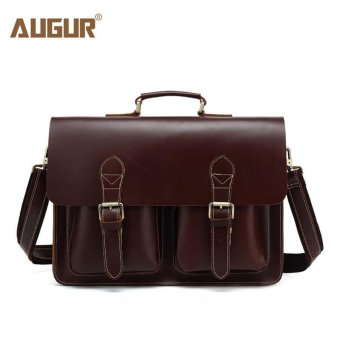 AUGUR Leather Bussiness Laptop Bag Shoulder Bags Outdoor Messerger Handbag - intl