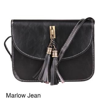 Marlow Jean Tas Selempang Leather Clutch with Tassel - Hitam
