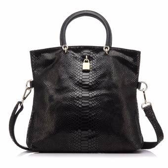 REALER Brand Genuine Leather Bags Female Fashion Snake Pattern Tote Bag Top Quality Leather Handbags Evening Clutch Shoulder Bag - intl