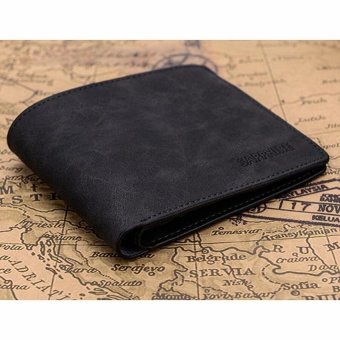 leather mens wallet premium product real cowhide wallets for manshort black walet portefeuille homme-Black - intl