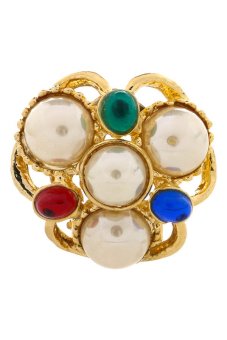 1901 Jewelry Pearl Combine Brooch - Bros Wanita - Gold