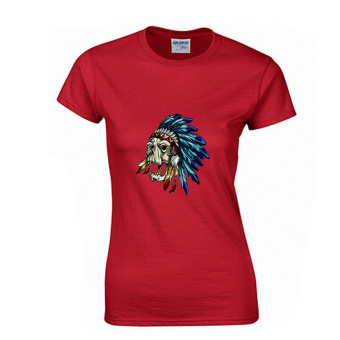 Indian Skull Heads Design Short-sleeved T-shirt Fitted Pure Cottonren red size of woman S - intl  