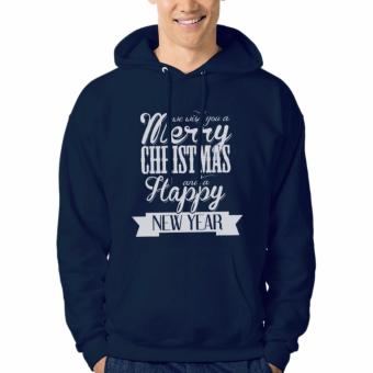 Indoclothing Hoodie Marry Christmas And Happy New Year - Biru Dongker  