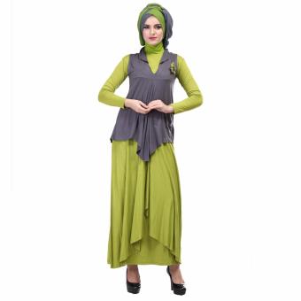 Inficlo Baju Gamis Muslimah/Fashion Muslim/Best Seller SOPx763 Grey Green  