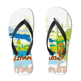 Istanbul Vintage Illustration Flip Flops Design Fashion Slippers Durable Rubber Easy Slip-on Lifestyle Sandals  