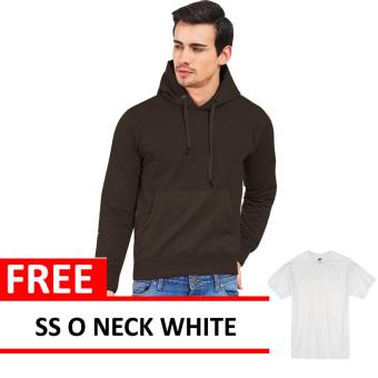 Jacket Oblong Pullover Hoodie Dark Brown Free SS O Neck White  