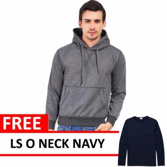 Jacket Oblong Pullover Hoodie Dark Grey Free LS O Neck Navy  