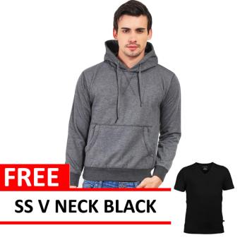 Jacket Oblong Pullover Hoodie Dark Grey Free SS V Neck Black  