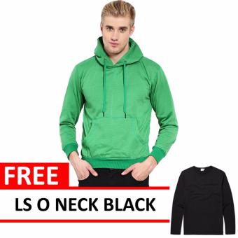 Jacket Oblong Pullover Hoodie Green Free LS O Neck Black  