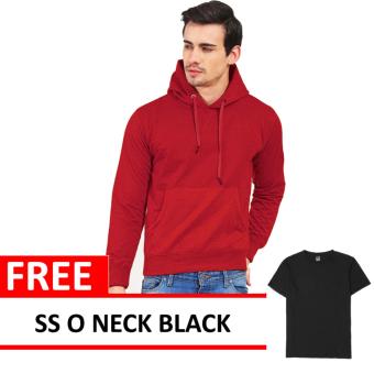 Jacket Oblong Pullover Hoodie Maroon Free SS O Neck Black  