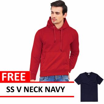 Jacket Oblong Pullover Hoodie Maroon Free SS V Neck Navy  