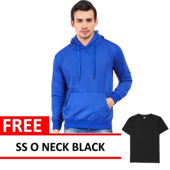 Jacket Oblong Pullover Hoodie Royal Blue Free SS O Neck Black  