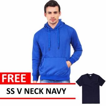 Jacket Oblong Pullover Hoodie Royal Blue Free SS V Neck Navy  