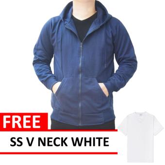 Jacket Zipper Hoodie NavyFree SS V Neck White  