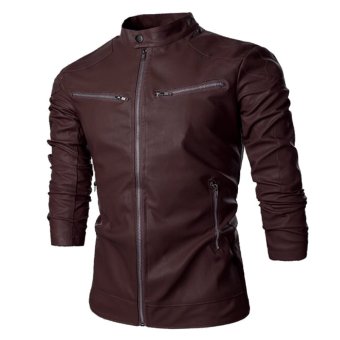 Jaket Kulit - Leather Jacket Model Bikers - Coklat  