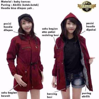 Jaket Parka Kanvas Wanita Premium (Maroon  