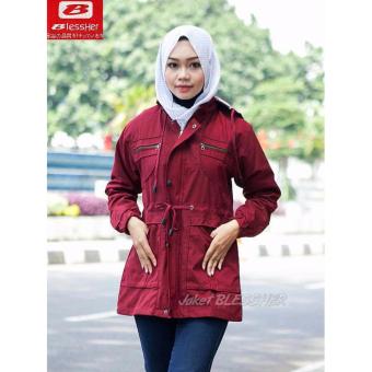 Jaket Parka Wanita / Cewek Blessher Warna Merah Maroon Premium  