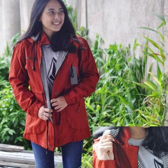 Jaket parka wanita simple keren \[Merah]\  