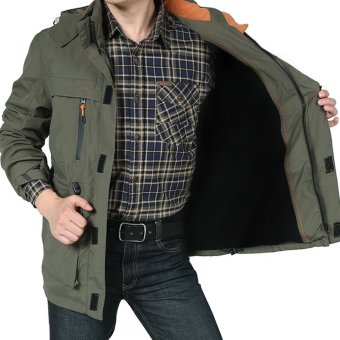 Jaket Pria - Parka New Style Jacket Hoodie - Hijau Army  