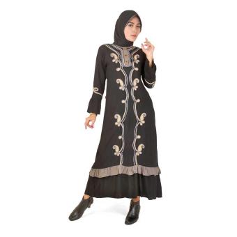 Java Seven Ots 138 Baju Gamis Muslim Wanita-Cotton-Bagus Dan Lucu Terbaru 2017(Hitam)(Int:XL)(OVERSEAS)  