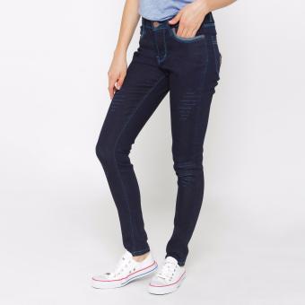 Jeans , DI - 83 - Navy Scracth Skinny Jeans , Celana Panjang Denim  