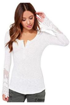 Jetting Buy Womens T Shirt Lace Long Sleeve Backless White  