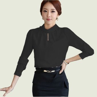 Jfashion Korean Style Basic Blouse Monica - Hitam  