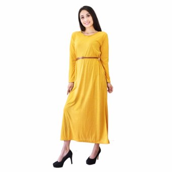 Jfashion New Long Dress Maxi Simpel Elegan - Cassandra Kuning  